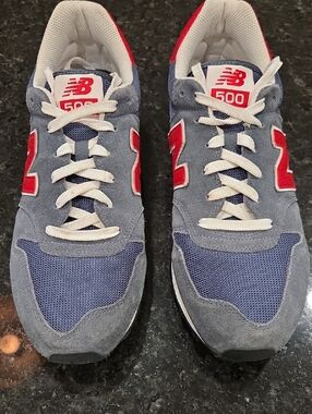 New Balance Navy, Red & White 500 Sneakers